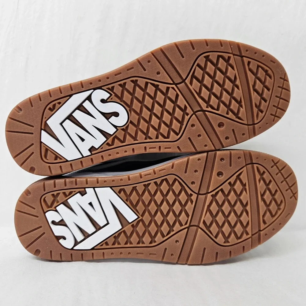 Vans Hylane Leather Sneakers VN000D269X1 Black White Gum Womens Size 7.5